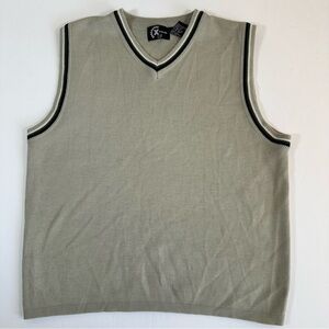 Vintage Y2K X-Treme‎ Gear Sweater Vest Mens Medium Beige V-Neck 90s Retro